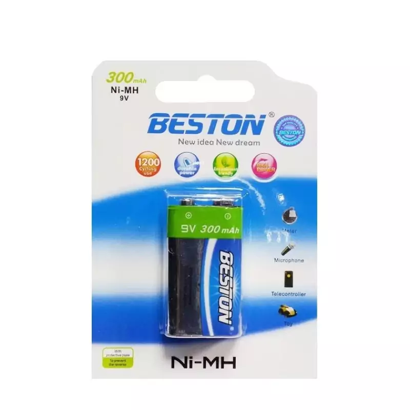 باتری 9ولت(کتابی) قابل شارژ بستون 300میلی آمپر BESTON 9V 300MA