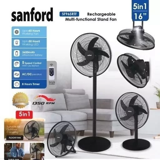پنکه شارژی 5 حالته سانفورد مدل SF965RTF