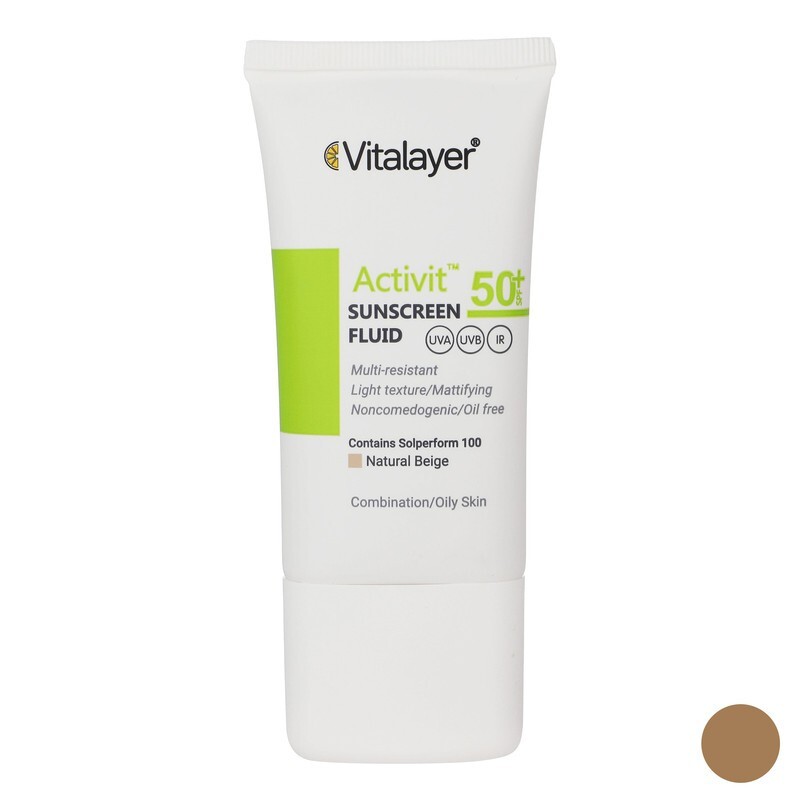 ویتالایر فلوئید ضد آفتاب spf50 نچرال بژ اکتیویت حجم 50 میلی لیتر