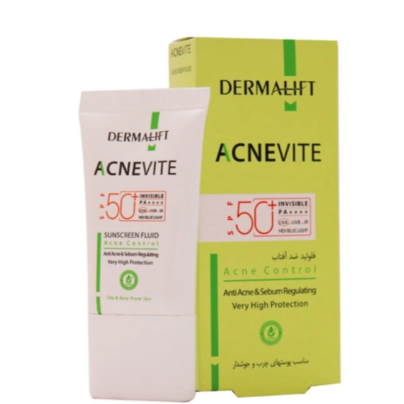 فلوئید ضد آفتاب آکنویت SPF50 درمالیفت مناسب پوست های چرب و جوشدار 40 میلی لیتر