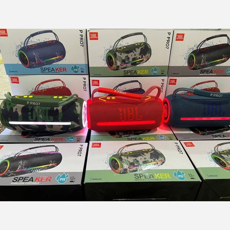 اسپیکر JBL مدلPRO 7  صددرصد اورجینال رم فلاشAUX ضد آب بیس دار رقص نور 4 رنگ مختلف