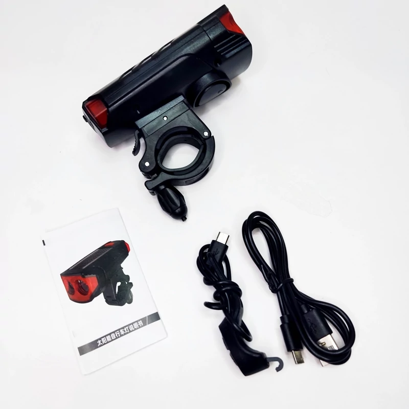 چراغ جلو دوچرخه شارژی بوق دار رنگ نارنجی