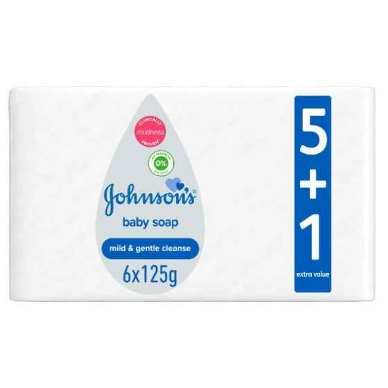صابون بچه جانسون Johnson’s مدل Mild & Gentle بسته 6 عددی (125 گرمی)
