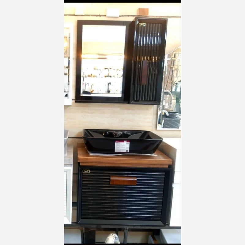 کابینت روشویی مشکی به همراه کاسه کورین 