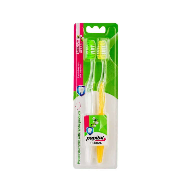 مسواک پاپیتال مدل کریستال با برس متوسط بسته 2 عددیمدل 1