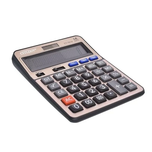 ماشین حساب رومیزی 14 رقم سیتیزن مدل CITIZEN CT-7614C دارای پنل شارژ خورشیدی جهت کارکرد ماشین حساب بدون استفاده از باتری