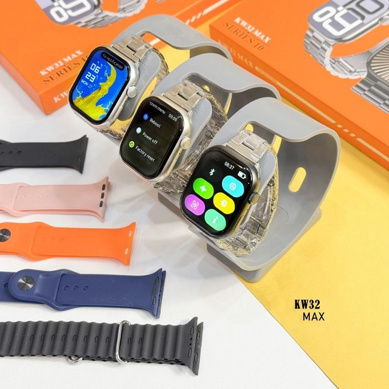 ساعت هوشمند 7بند مدل KW32 MAX(با بند فلزی ) سری 10 اولترا تمام صفحه 3کلید فعال فروش تک به قیمت عمده 