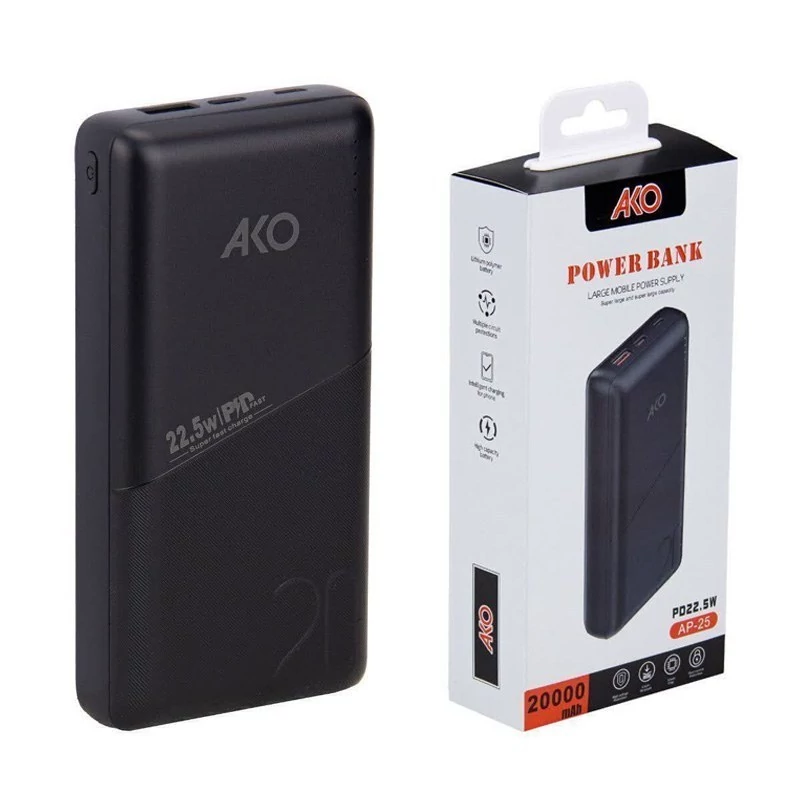 پاوربانک فست شارژ آکو مدل AKO AP-25 ظرفیت 20000 و 22.5 وات