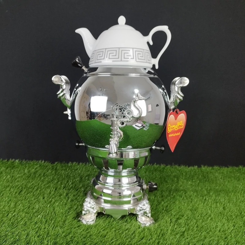 سماور 6 لیتر 3 کاره گل سرخ مدل تخم مرغی ساده ارسال رایگان