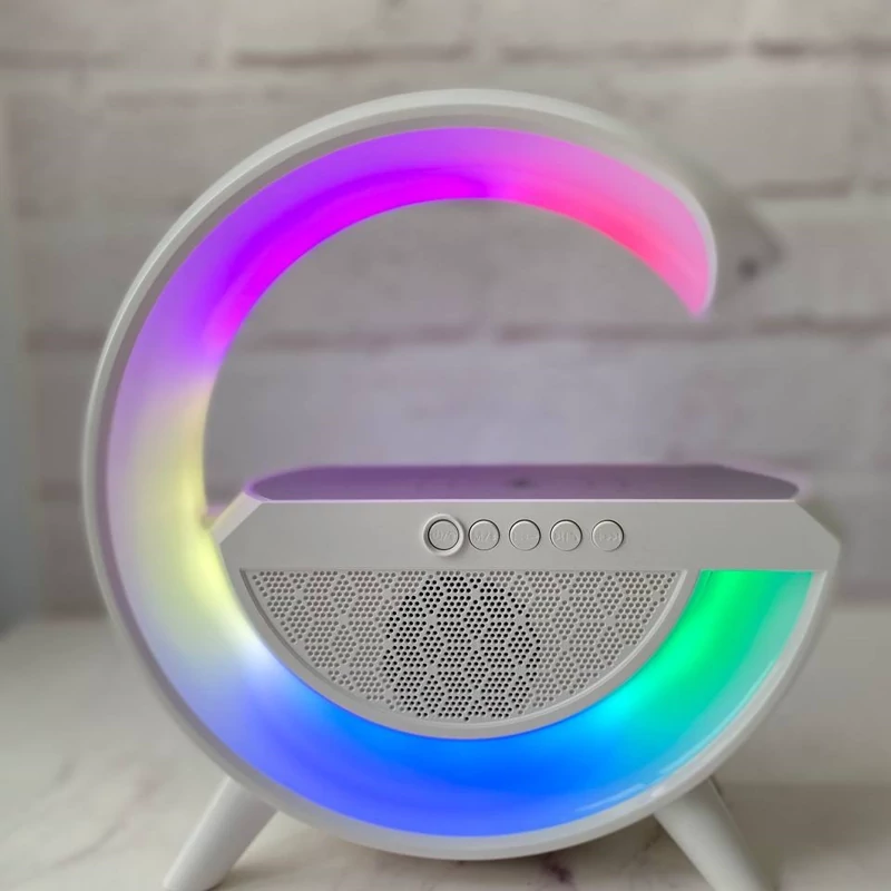 اسپیکر و چراغ شب خواب RGB و ساعت دیجتال و شارژر وایرلس چند حالته  ساعت رومیزی بلوتوثی