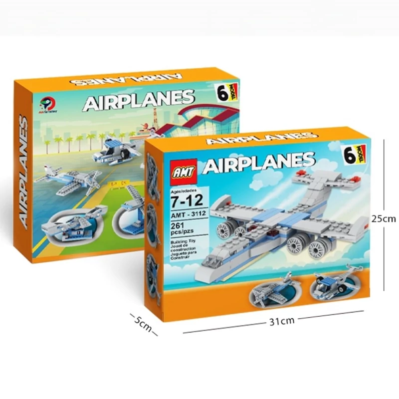 لوازم سیسمونی نوزاد و اسباب بازی کودک بازی فکری لگو هواپیما 6 مدل 261 قطعه برند AMT در فروشگاه سیسمونی عاقبتی