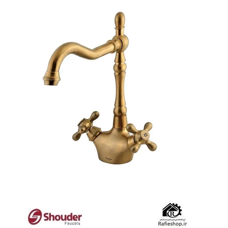 شیر روشویی شودر مدل باروک طلا مات