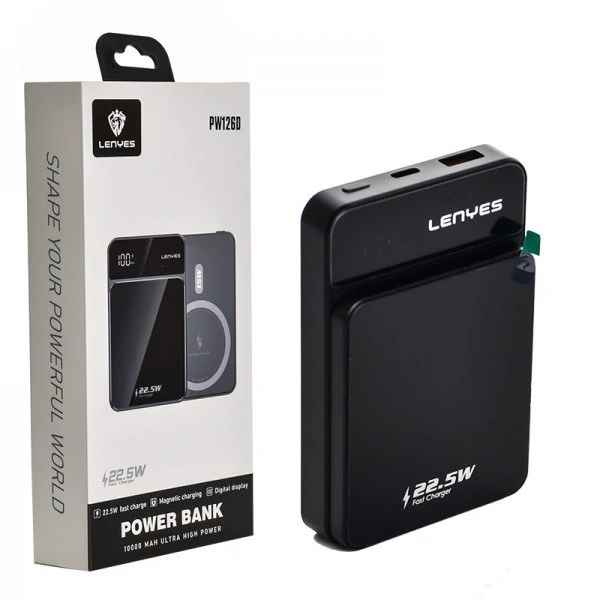 پاوربانک مگسیف 10000 میلی آمپر لنیس مدل LENYES PW126D 10000MAH