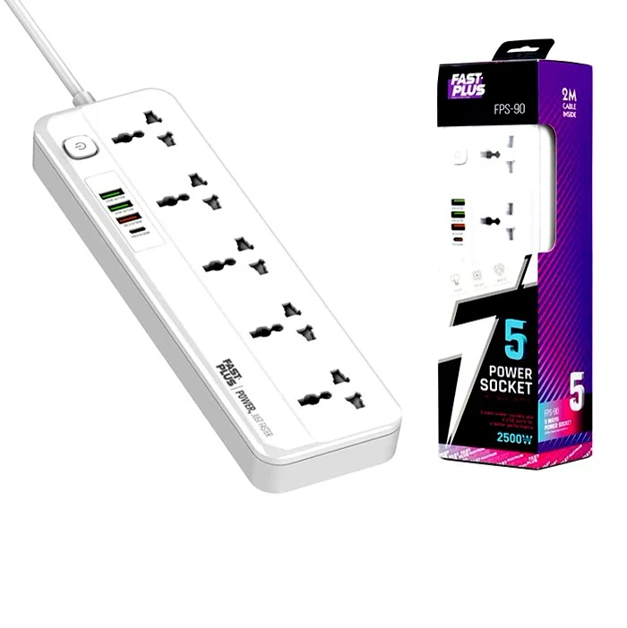 چند راهی برق  و شارژر  موبایل فست پلاس مدل FPS-90
