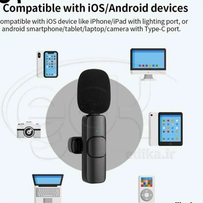 میکروفون تک بیسیم k8 یقه ای مدل k8 wireless microphone(برای ایفون و اندروید)( ارسال رایگان  سریع)