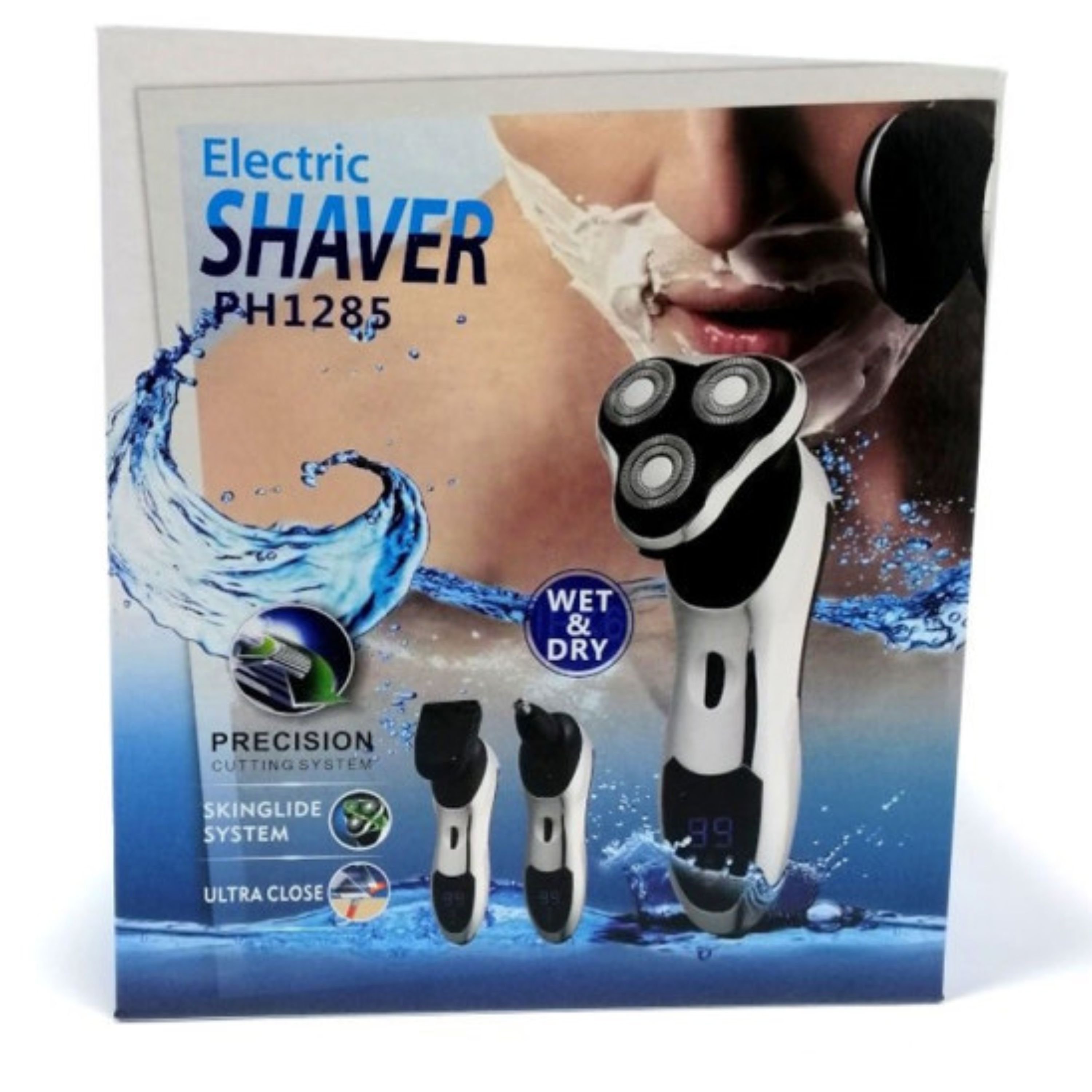 سه تیغ یا ریشتراش فیلیپس مدلPH1285 برند هلند  کاملا ضد اب و زیر دوشی سه کله ی مجزا1-صفرزن2-خطزن3-موزن گوش و بینی دارا