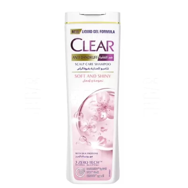 شامپو کلیر زنانه مدل نرم و براق کننده مو  soft and shiny حجم 400 میلی لیتر