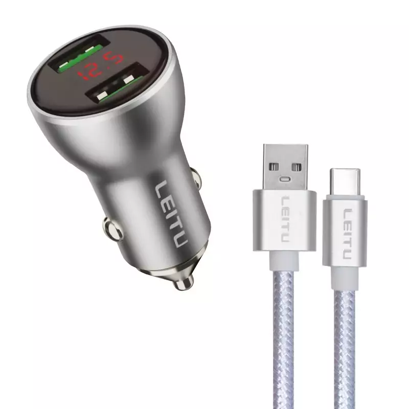 شارژر فندکی لیتو مدل LC-C20 به همراه کابل تبدیل USB-C