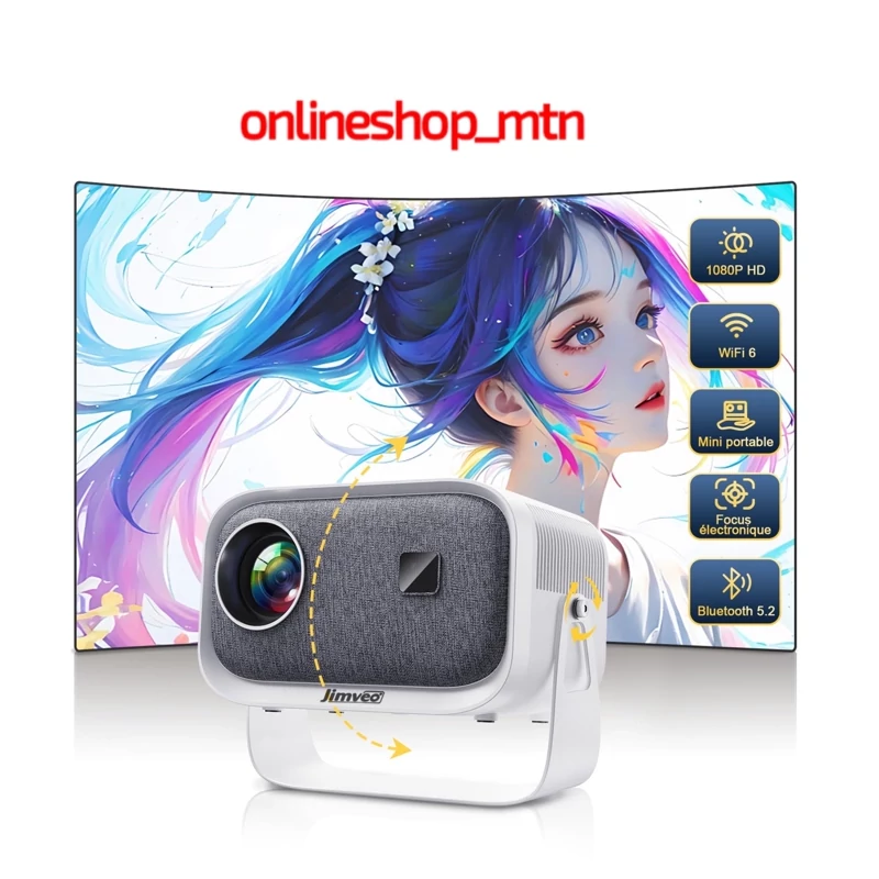 مینی ویدیو پروژکتور چرخشی 360 درجه برند Jimveo مدل E18