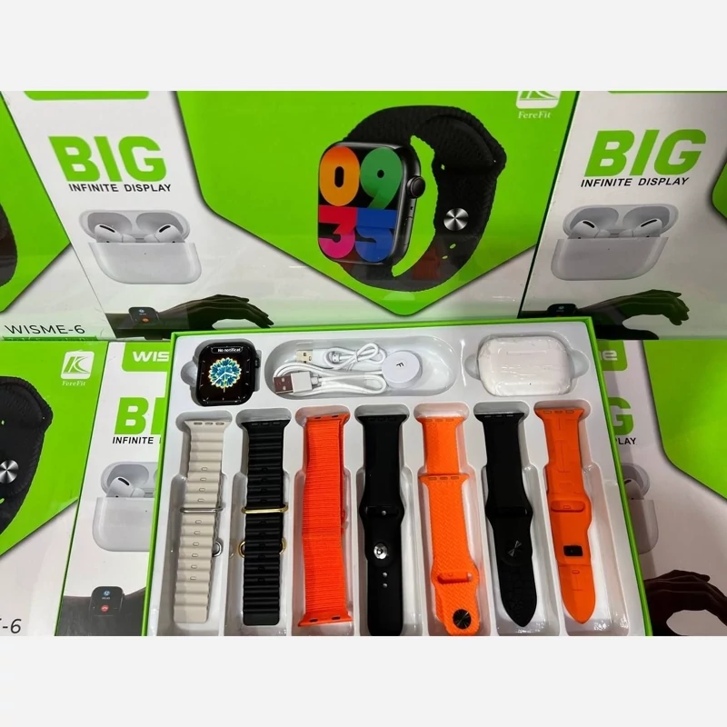 پک ساعت هوشمند + ایرپاد پرو + 7 بند برند Wisme-6