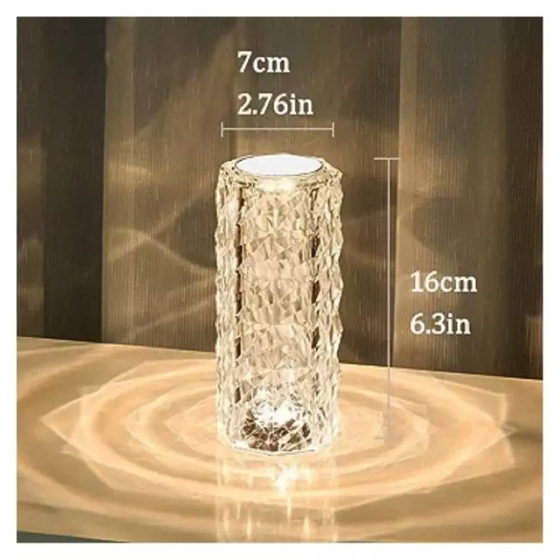 چراغ خواب شارژی کریستالی طرح رز