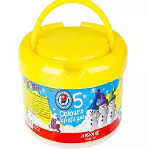 خمیر بازی 5 رنگ سطلی آریا | بازی خلاقانه و ایمن برای کودکان