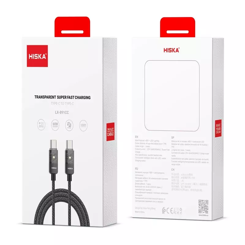کابل شارژ تایپ C به تایپ C هیسکا  مدل Hiska LX-891CC