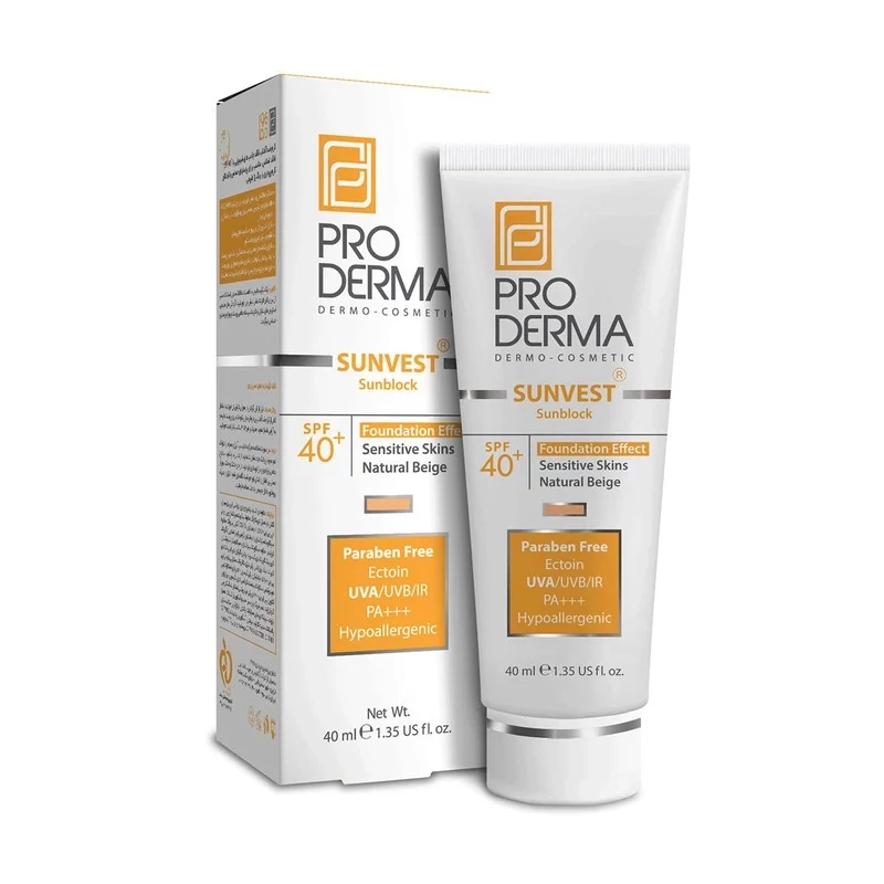 کرم ضد آفتاب رنگی پرودرما مدل Sunvest حجم 40 میلی لیتر