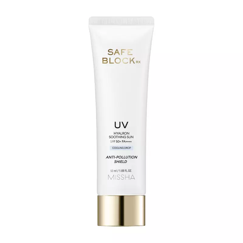 کرم ضد آفتاب بی رنگ میشا SPF50 مدل COOLING DROP مناسب پوست حساس حجم 50 میلی لیتر