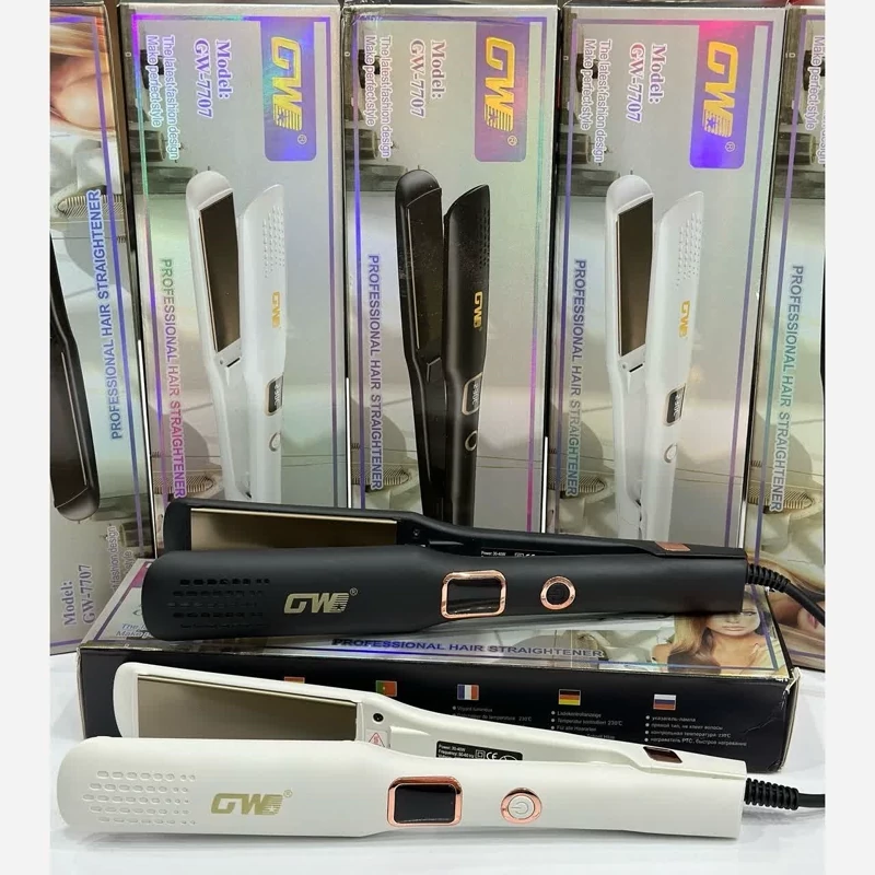 اتو مو حرفه ای وارداتی صاف GW  با رنگ شکیل کله غازی و با قابلیت تنظیم درجه از 160 تا 220 ، اتو مو حالت دهنده ، اتوی مو