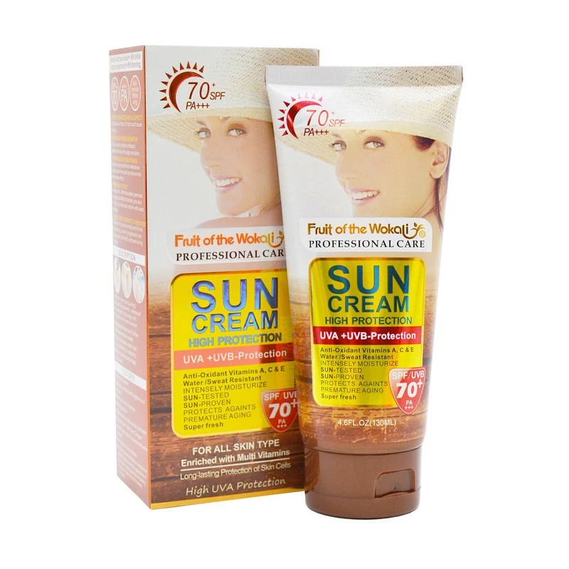 کرم ضدآفتاب بی رنگ spf70 تیوپی 130 میل وکالی Wokali