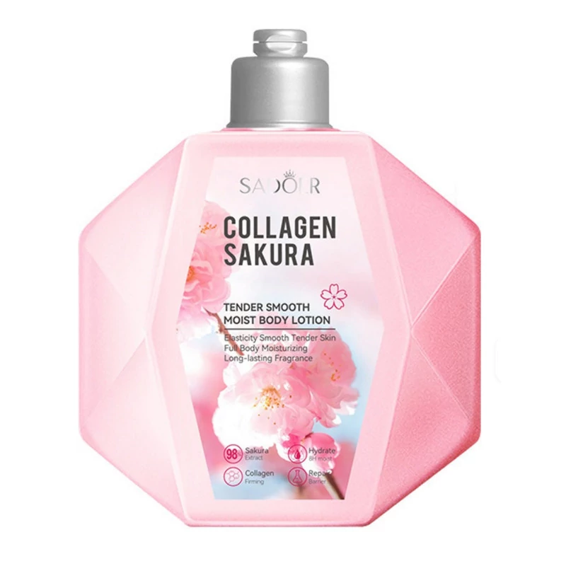 لوسیون بدن سادور مدل ساکورا و کلاژن مناسب برای انواع پوست حجم 300 میلی لیتر