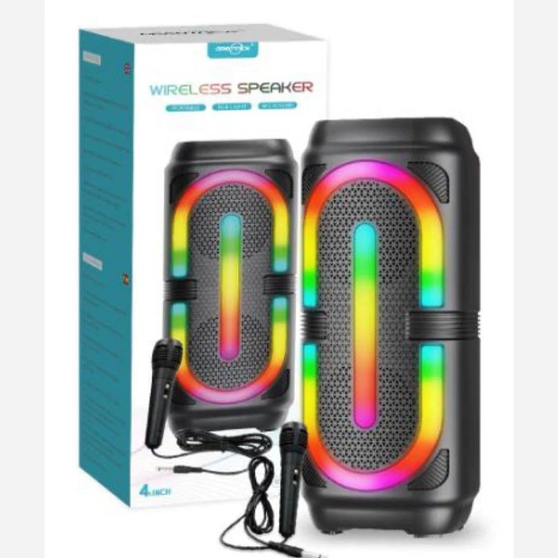 اسپیکر مدل 2132 میکروفون سیم دار دو ساب 4اینچ رقص نور بسیار زیبا کیفیت عالی