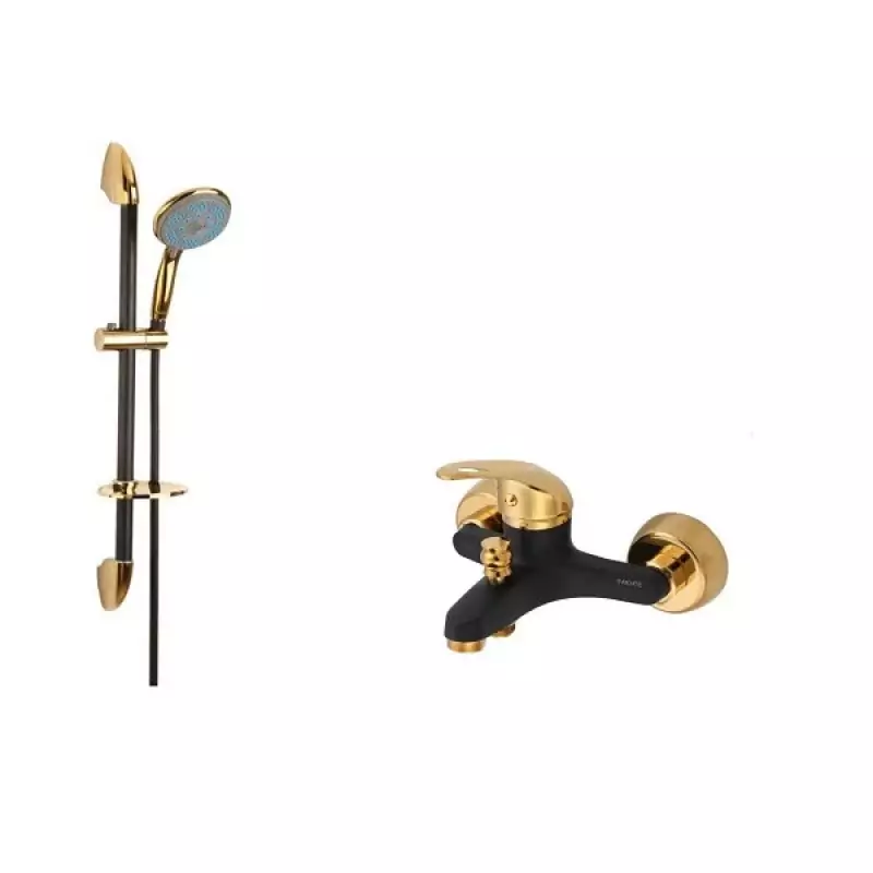 شیر حمام مدل مشکی طلایی به همراه علم دوش (پس کرایه)