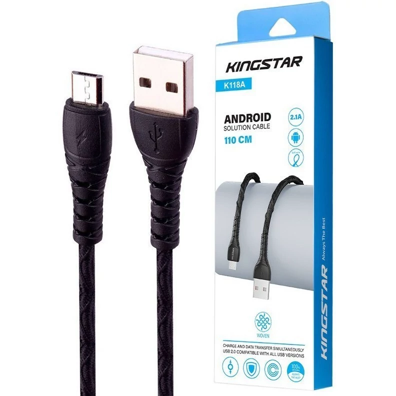 کابل تبدیل USB به Micro-USB کینگ استار مدل K118A با طول 110 سانتی متر