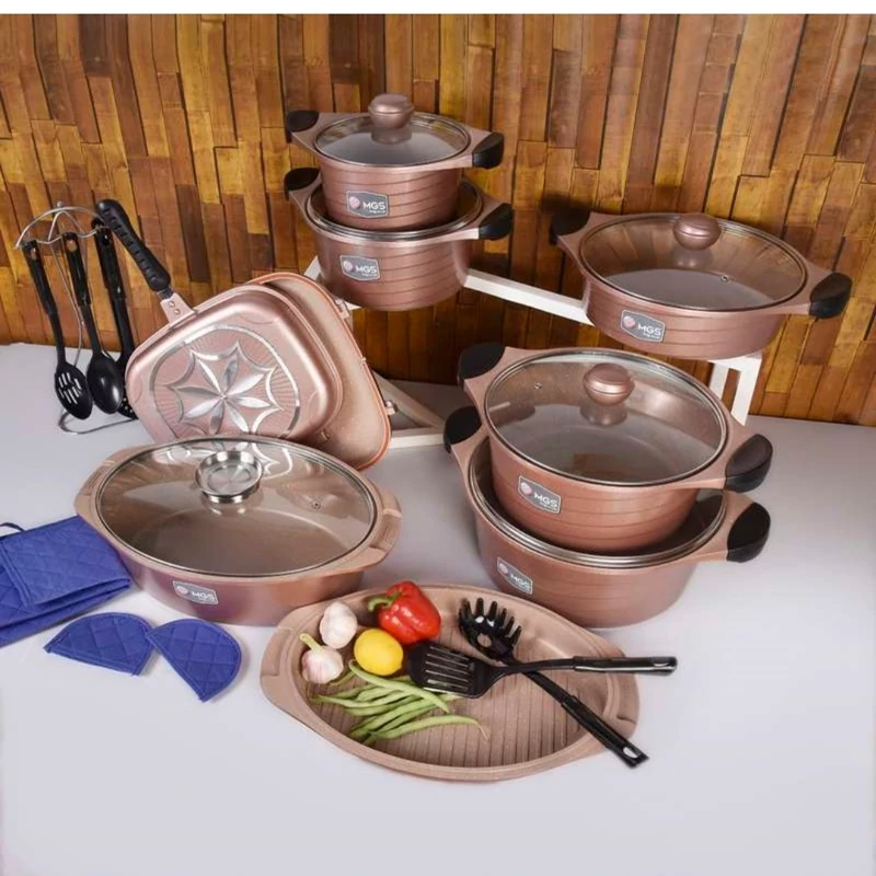 سرویس قابلمه 25 پارچه برند mgs طرح کره ای B (پس کرایه)