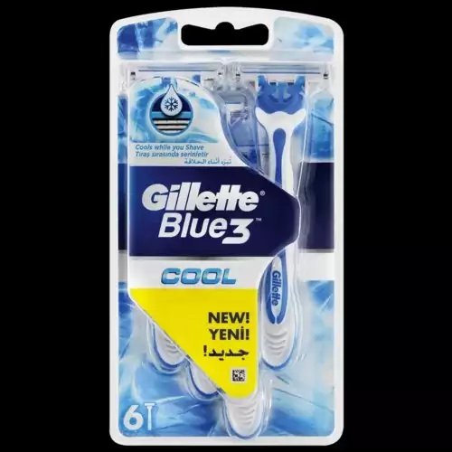 تیغ(خودتراش) ژیلت سه لبه نعناعی خنک شش عددی Gillette blue 3