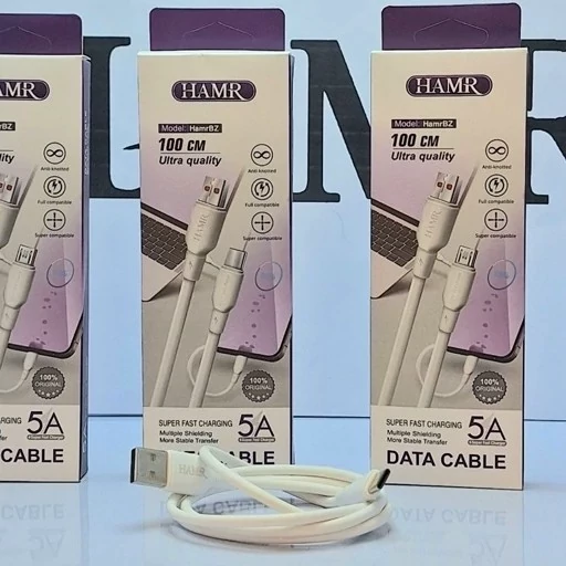 کابل شارژر تایپ C برند HAMR مدل اکونومی ، تمام مسی،فست شارژ بسیار ضخیم ، مناسب انواع گوشی ، کابل شارژ اصلی