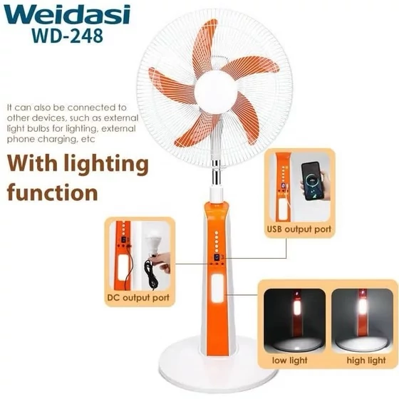 پنکه شارژی ایستاده ویداسی مدل WD-248