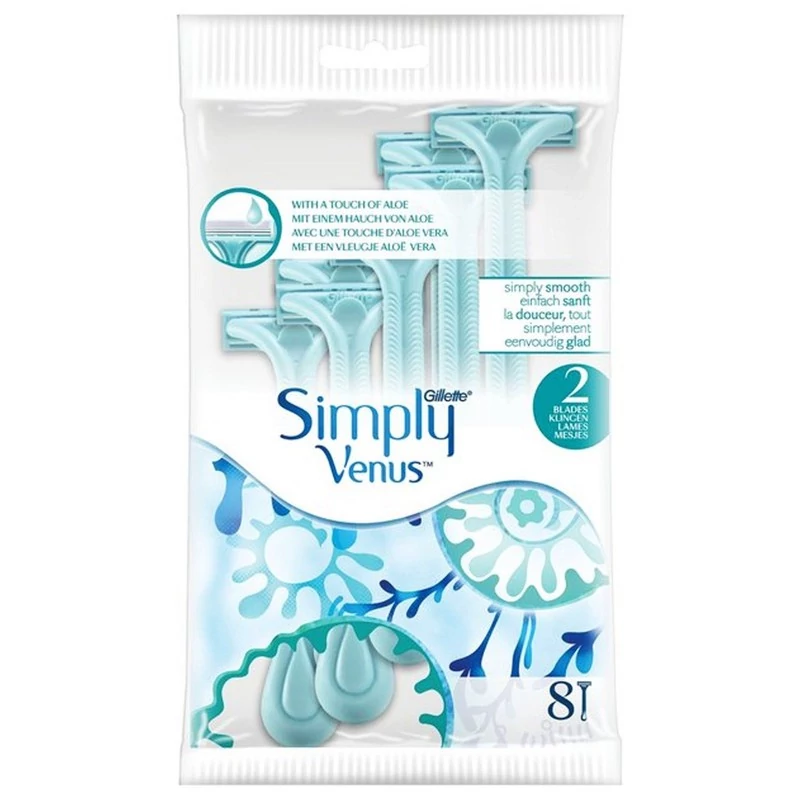 خودتراش زنانه 2 تیغه ژیلت مدل simply venus بسته 4 عددی