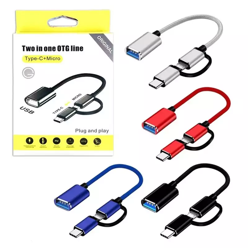 تبدیل OTG USB To MicroUSB / Type-C اوتیجی دو کاره 