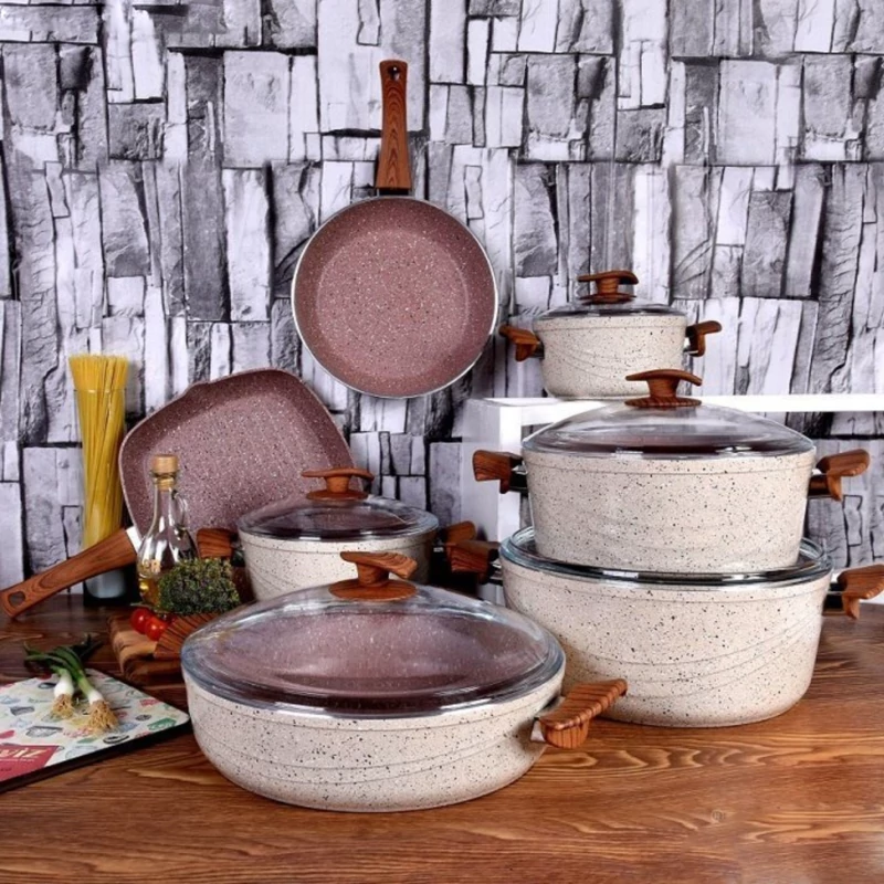 سرویس قابلمه گرانیتی 12 پارچه اویز مدل سوئینگ کرم با ارسال رایگان