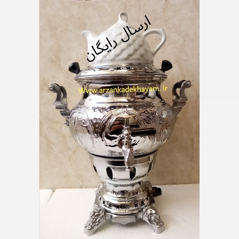 سماور گازی برنجی 6 لیتری مدل عدسی (ارسال رایگان) 