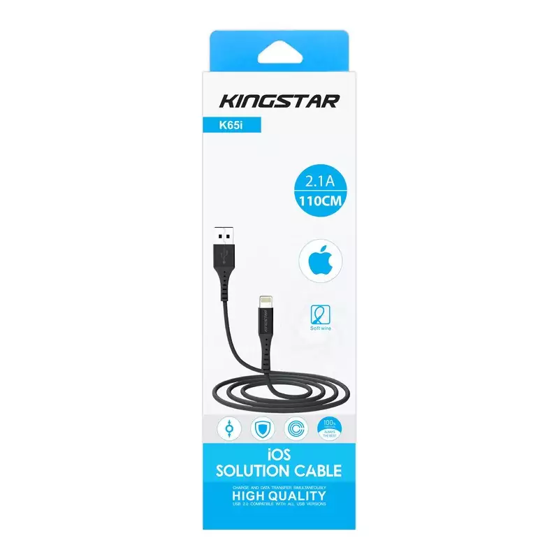 کابل تبدیل USB به لایتنینگ برند کینگ استار مدل K65i طول 110 سانتی متر