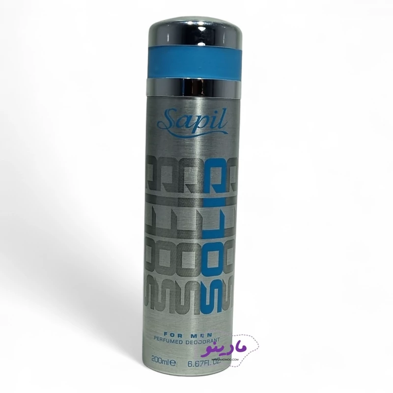 اسپری خوشبو کننده بدن مردانه ساپیل مدل سولید با ماندگاری بسیار بالا رایحه خنک و اسپورت  حجم 200 میلی لیتر