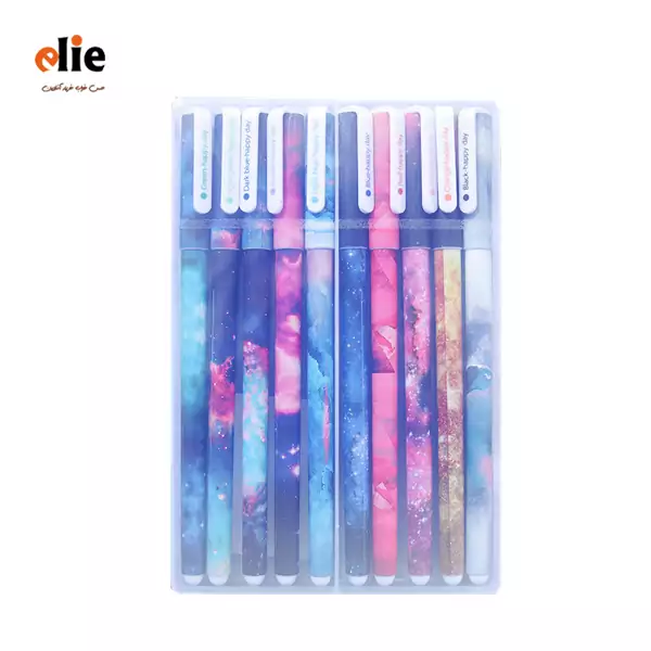 روان نویس هپی دی 10 رنگ طرح کهکشانی بسته ده تایی