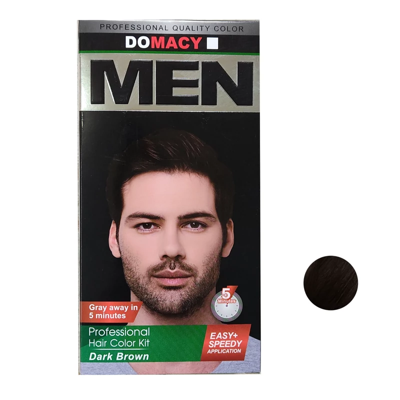 کیت رنگ مو مردانه دوماسی رنگ قهوه ای تیره dark brown