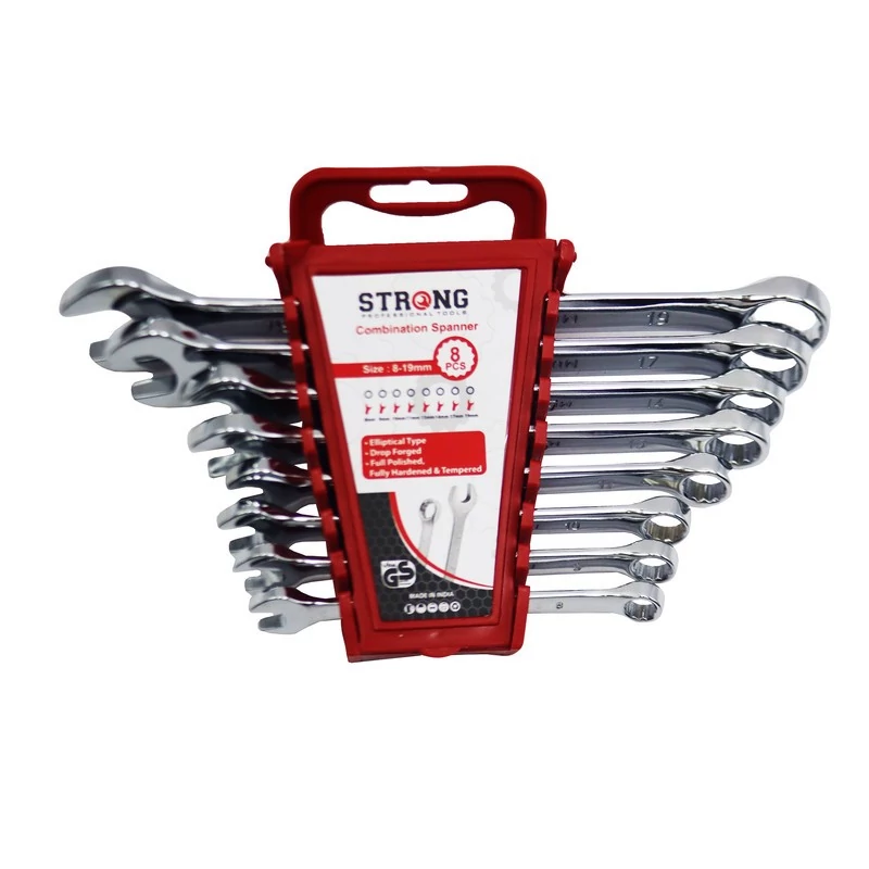 آچار یکسر تخت و یکسر رینگی استرانگ مدل YP-8-19MM مجموعه 8 عددی