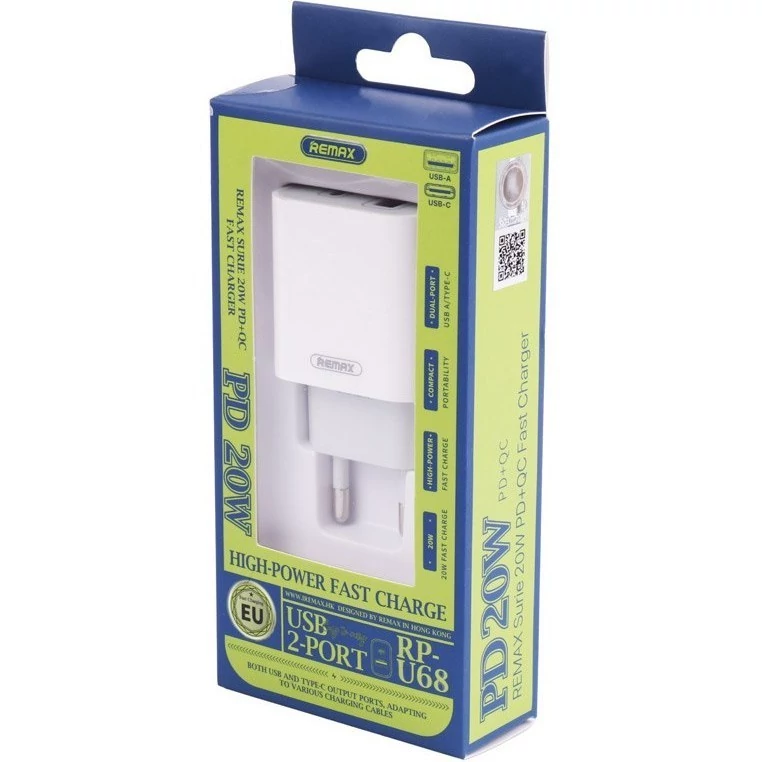شارژر دیواری با کابل 20 وات ریمکس مدل RP-U68 PD