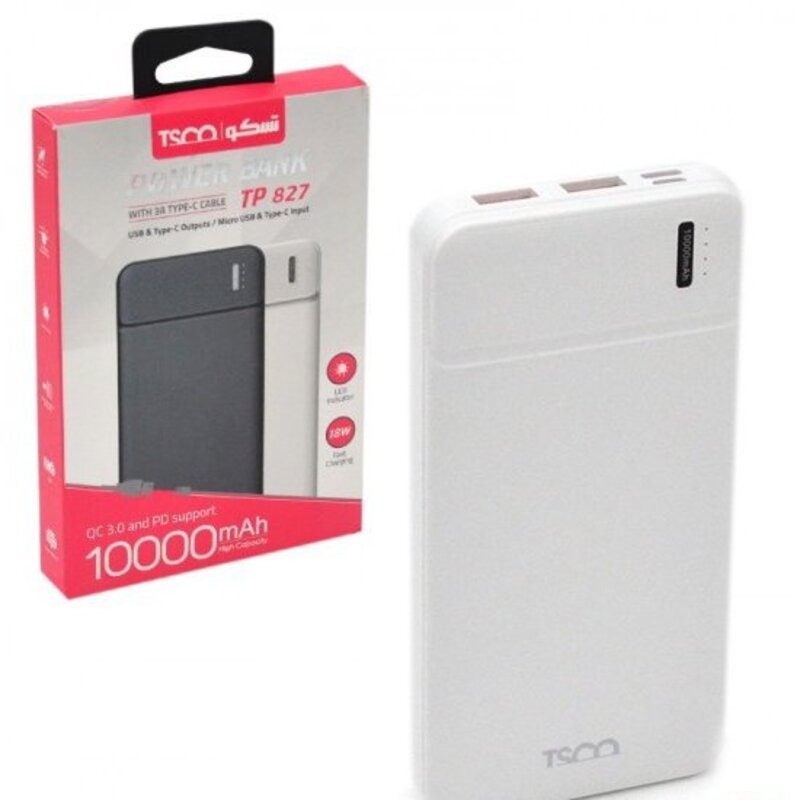 پاوربانک تسکو مدل TSCO TP 827 ظرفیت 10000 میلی آمپر
